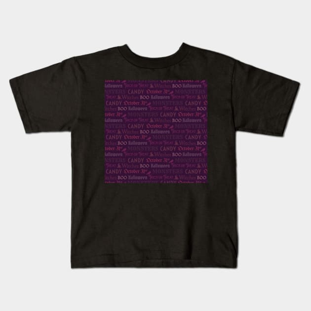 Purple Halloween Words Kids T-Shirt by TurtleNotes